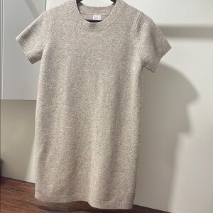 A New Day Tan Sheath Mini Dress Crew Neck